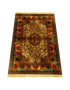 Khorasan silk hand-woven carpet with forest design Rc-114 full view