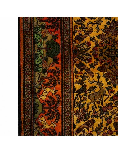 Khorasan silk hand-woven carpet with forest design Rc-114 sides view