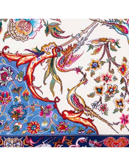 Tabriz hand-woven silk carpet Rc-117 details
