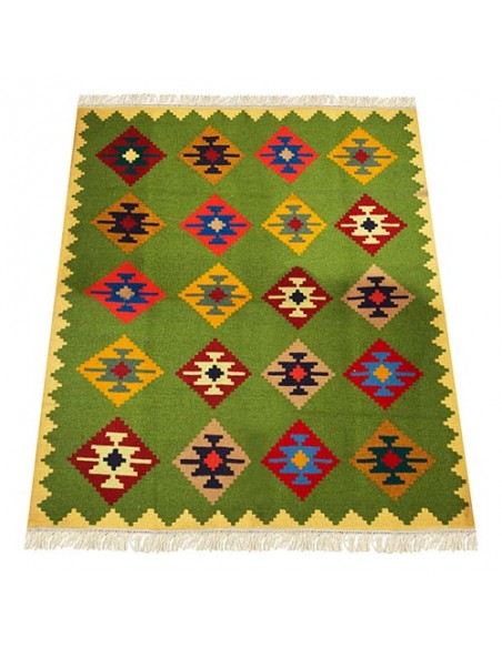 Hand-woven kilim with geometric shapes pattern Rc-118 full view Hand-woven kilim with geometric shapes pattern Rc-118 full view