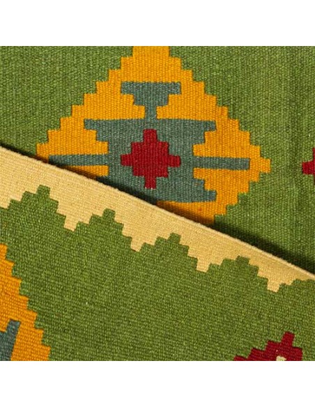Hand-woven kilim with geometric shapes pattern Rc-118 back view
