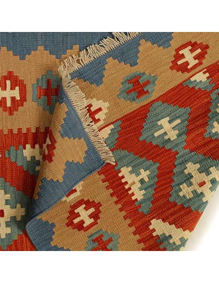 Reversible Qashqaei hand-woven kilim Rc-119 back view