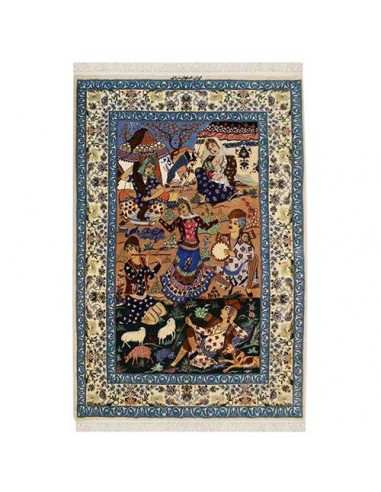 Isfahan Ziaee hand-woven silk carpet Rc-122 full view