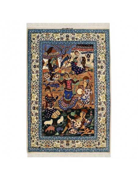 Isfahan Ziaee hand-woven silk carpet Rc-122 full view