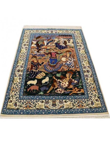 Isfahan Ziaee hand-woven silk carpet Rc-122 front view