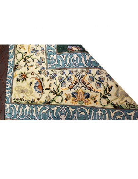 Isfahan Ziaee hand-woven silk carpet Rc-122 back view