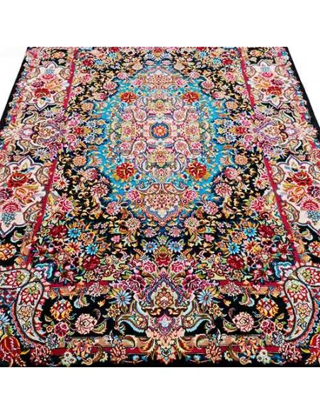 Tabriz Hand-woven Silk Carpet Rc-123 up top view Tabriz Hand-woven Silk Carpet Rc-123 up top view