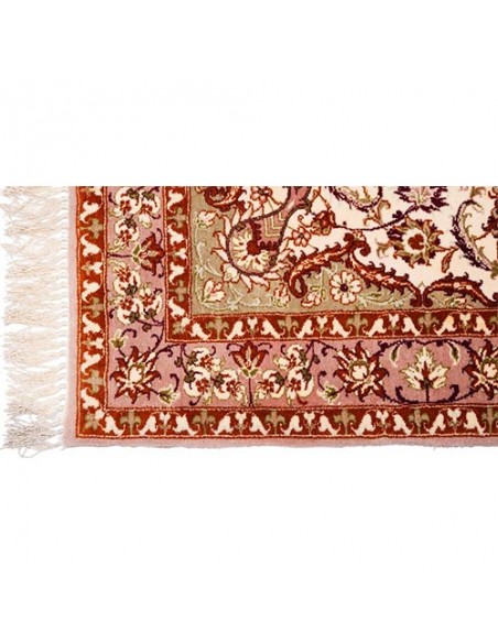 Isfahan 30 years old hand-woven silk area rug Rc-128 anlge