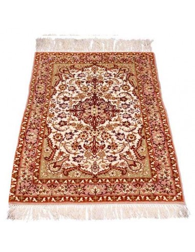 Isfahan 30 years old hand-woven silk area rug Rc-128 front view