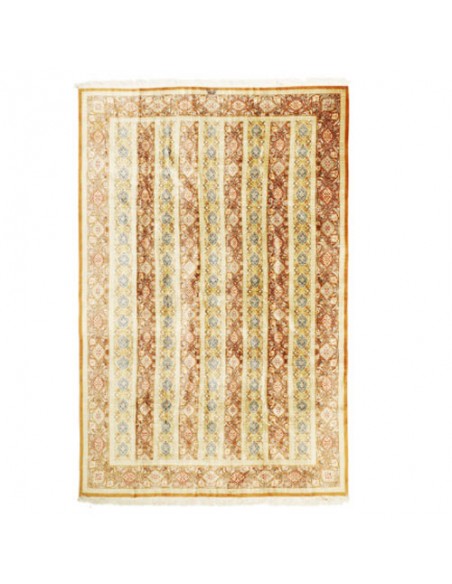 Qom hand-woven silk carpet Rc-136 full view