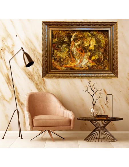 Miniature Silk Hand-Woven Pictorial Carpet "Seven Faces" Wall Art