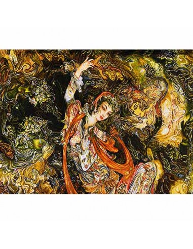 Miniature Silk Hand-Woven Pictorial Carpet "Seven Faces" Zoom In-1