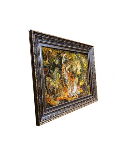 Miniature Silk Hand-Woven Pictorial Carpet "Seven Faces" Right Angle