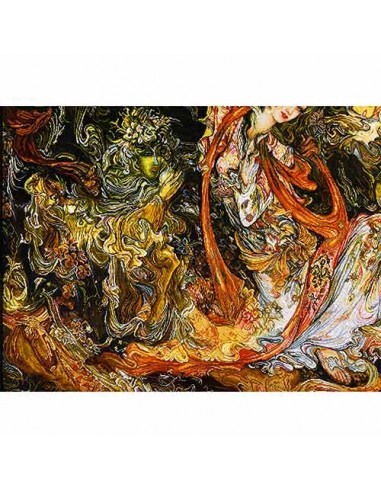 Miniature Silk Hand-Woven Pictorial Carpet "Seven Faces" Zoom In-2