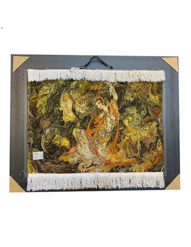 Miniature Silk Hand-Woven Pictorial Carpet "Seven Faces" Back