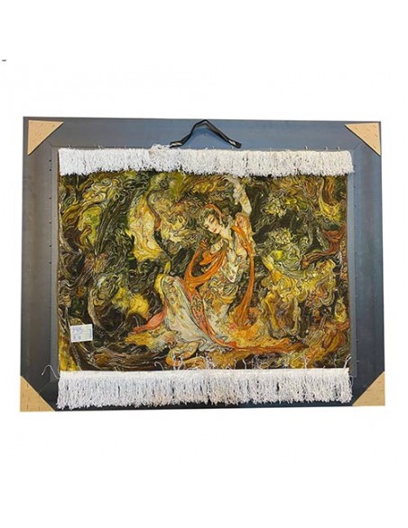 Miniature Silk Hand-Woven Pictorial Carpet "Seven Faces" Back