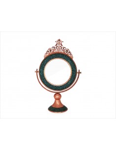 Blue Turquoise Inlay Copper Mirror Frame full view