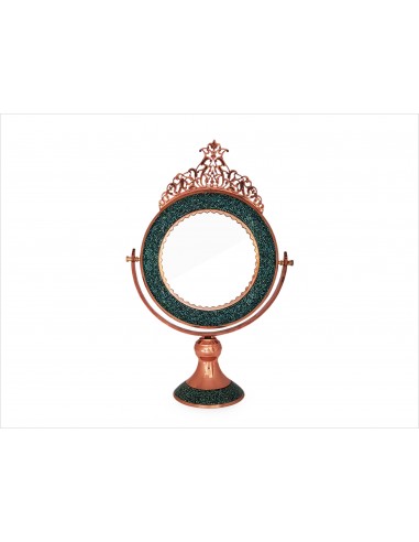 Blue Turquoise Inlay Copper Mirror Frame full view