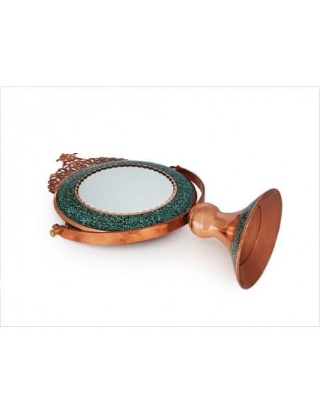 Blue Turquoise Inlay Copper Mirror Frame full view-02
