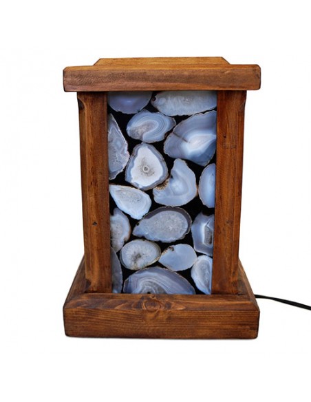 Resin Table Lamp With Wood and Stone Resin Table Lamp With Wood and Stone