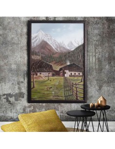 Oil painted canvas "The Country House v01" full view 2