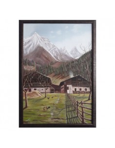 Oil painted canvas "The Country House v01" full view