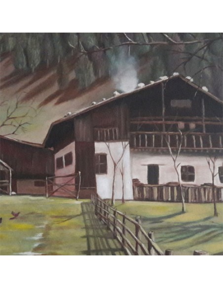 Oil painted canvas "The Country House v01" zoom in-1