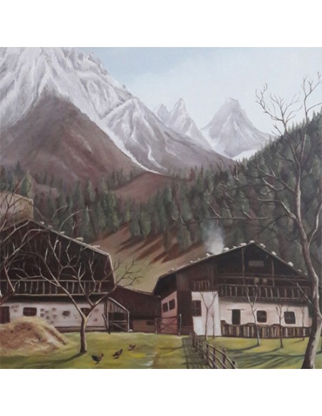 Oil painted canvas "The Country House v01" zoom in-2 Oil painted canvas "The Country House v01" zoom in-2
