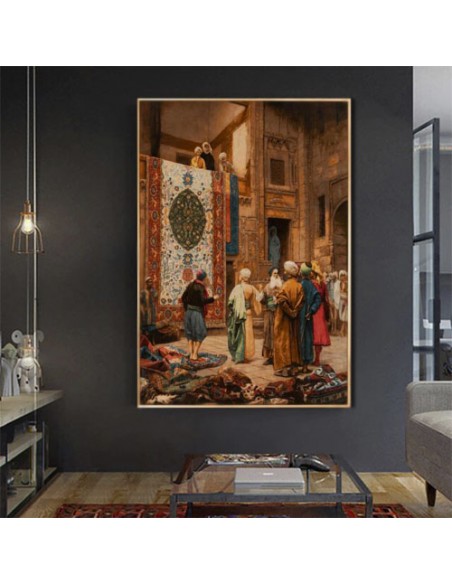 The Bazaar of Cairo Tabriz Hand-Woven Tableau Rug -  Wall Art