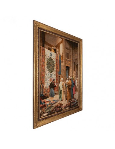 The Bazaar of Cairo Tabriz Hand-Woven Tableau Rug -  Left Angle