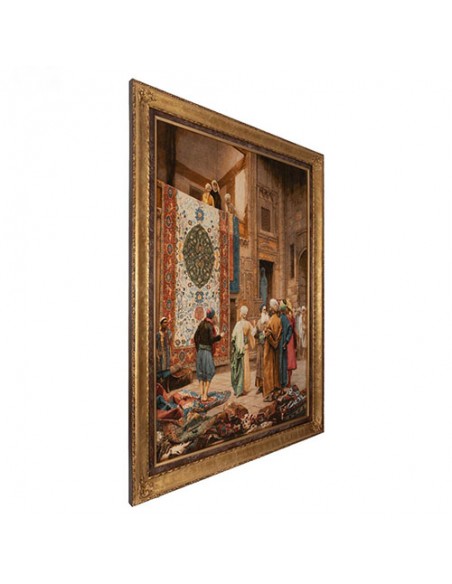 The Bazaar of Cairo Tabriz Hand-Woven Tableau Rug -  Left Angle