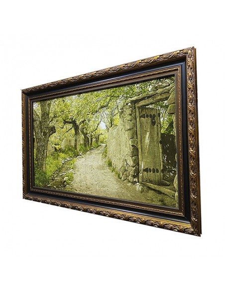 Flourish Alley Tabriz 100% Hand-Woven Tableau Rug Pictorial Carpet Right Angle