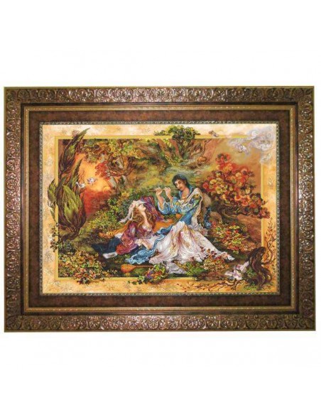 Poet of Love Silk Persian Pictorial Carpet AG-71