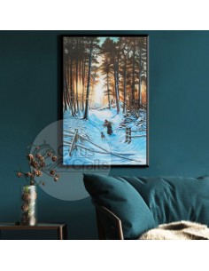 Curio decorative oil painting canvas "Winter Sunset AG-58" Wall Art