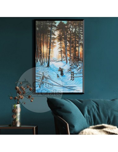 Curio decorative oil painting canvas "Winter Sunset AG-58" Wall Art
