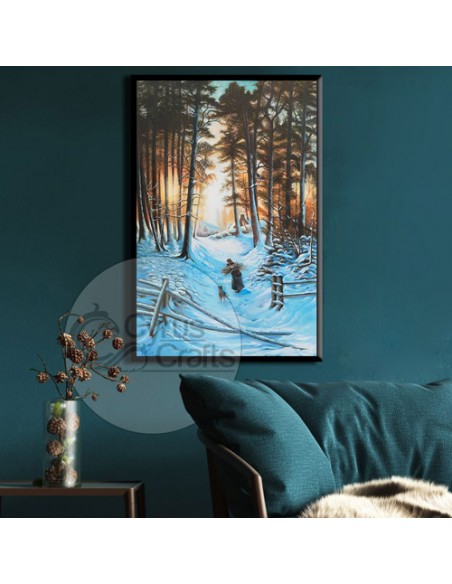 Curio decorative oil painting canvas "Winter Sunset AG-58" Wall Art