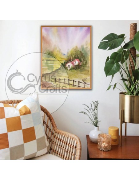 Cardboard watercolor painting "Aquarelle Cottage AG-74 " Wall Art