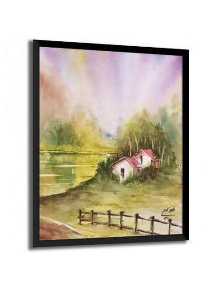 Cardboard watercolor painting "Aquarelle Cottage AG-74 " Left Angle