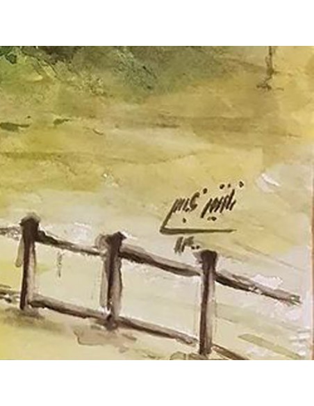 Cardboard watercolor painting "Aquarelle Cottage AG-74 " Sign