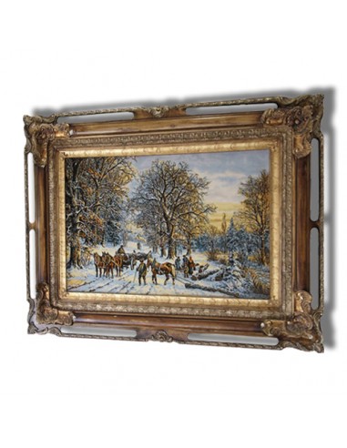 Hand-woven tableau rug "Icy-Road AG-80" Right Angle