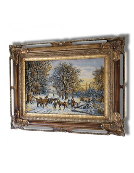 Hand-woven tableau rug "Icy-Road AG-80" Right Angle