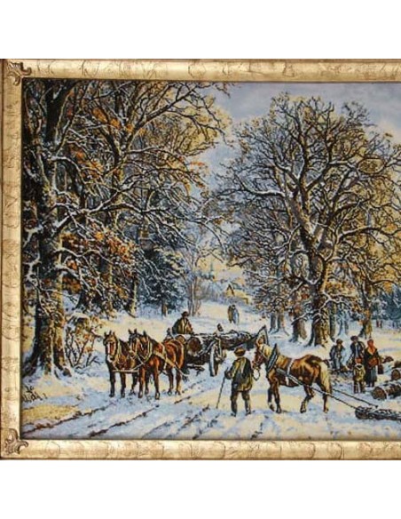 Hand-woven tableau rug "Icy-Road AG-80" Zoom In