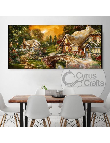 "Village View AG-110" 100% hand-woven pictorial carpet (tableau rug) Wall Art "Village View AG-110" 100% hand-woven pictorial carpet (tableau rug) Wall Art