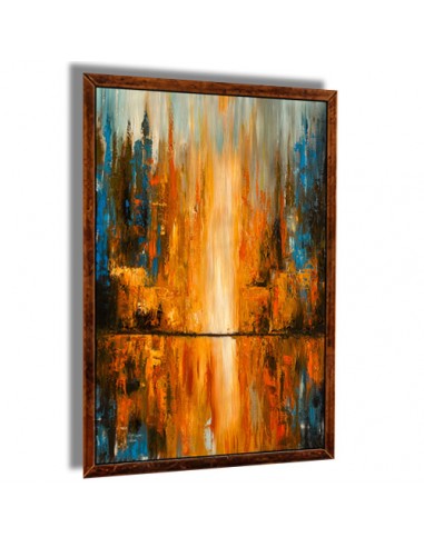 "Raging Rainfall AG-143" embellishing abstract oil painting left angle