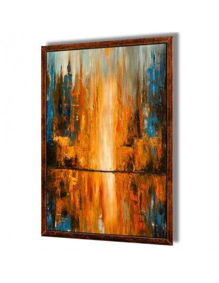 "Raging Rainfall AG-143" embellishing abstract oil painting right angle