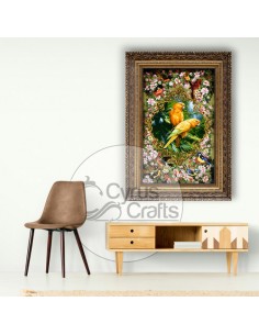 "Parrots" Persian tableau rug full view 2