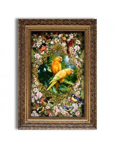 "Parrots" Persian tableau rug full view