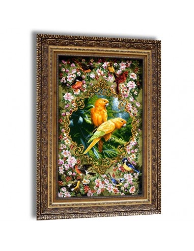 "Parrots" Persian tableau rug right angle