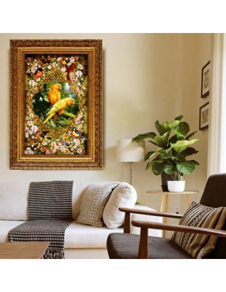 "Parrots" Persian tableau rug wall art 2