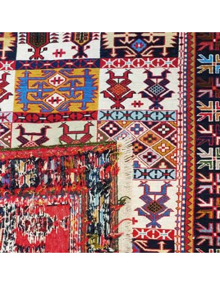 Tabriz Hand-woven Wool Kilim With Imaginary Design Rc-190 back view Tabriz Hand-woven Wool Kilim With Imaginary Design Rc-190 back view